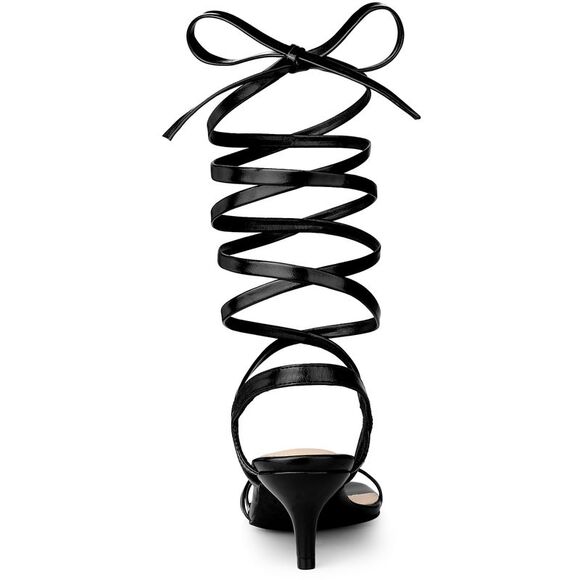 Women's Strappy Lace Up Slingback Kitten Heel Sandals Black - Picture 3 of 5
